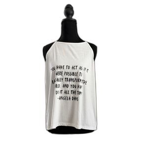 Women's Angela Davis Quote Custom Screen Printed on XL White Super Soft Tank